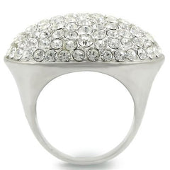 Alamode Rhodium+Brushed Brass Ring with Top Grade Crystal in Clear - Alamode