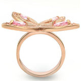 Alamode Rose Gold Brass Ring with AAA Grade CZ in Rose - Alamode