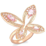 Alamode Rose Gold Brass Ring with AAA Grade CZ in Rose - Alamode