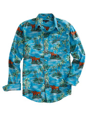 Tin Haul MENS LONG SLEEVE SNAP VINTAGE HAWAIIAN PRINT WESTERN SHIRT