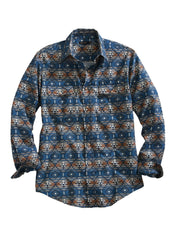 Tin Haul MENS LONG SLEEVE SNAP BLUE AZTEC SERAPE WESTERN SHIRT