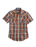 Tin Haul MENS RUSTY PLAID SHORT SLEEVE WESTERN SNAP SHIRT