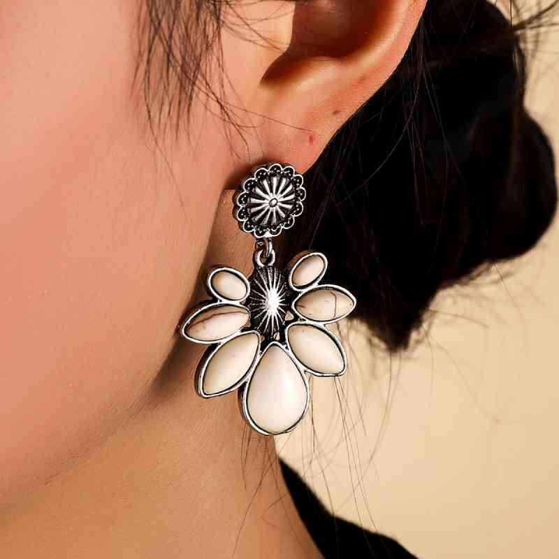 Artificial Turquoise Flower Earrings - Flyclothing LLC