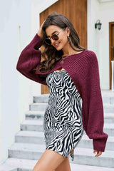 Rib-Knit Cropped Poncho - Flyclothing LLC