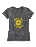 Tin Haul WOMENS FEELS LIKE SUNSHINE SCREEN PRINT HEATHERED GREY SHORT SLEEVE T-SHIRT