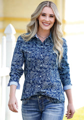 Tin Haul WOMENS LONG SLEEVE SNAP LUCKY PAISLEY PRINT WESTERN SHIRT - Flyclothing LLC