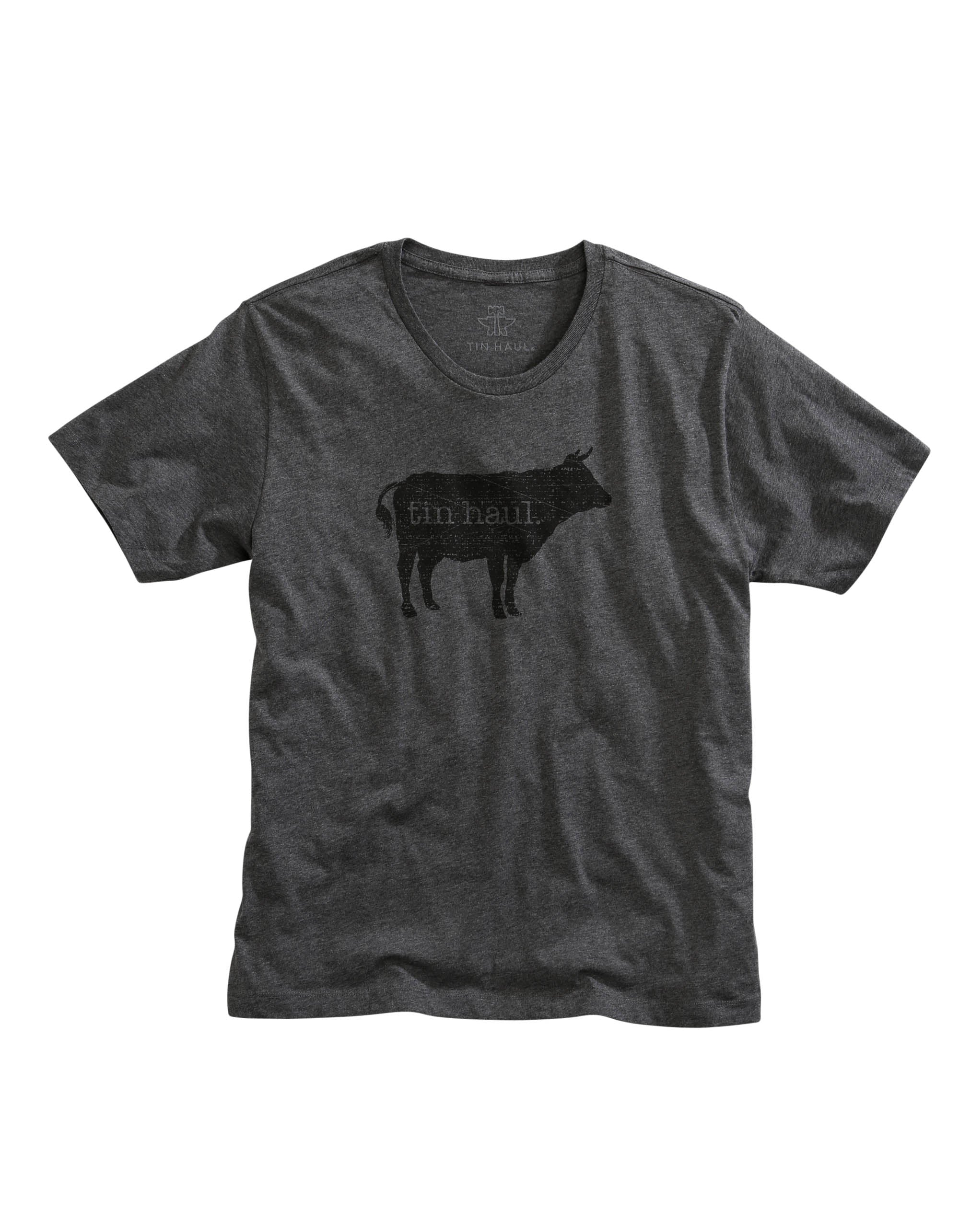 Tin Haul MENS TIN HAUL BEEF SCREEN PRINT DARK HEATHER GREY SHORT SLEEVE T-SHIRT