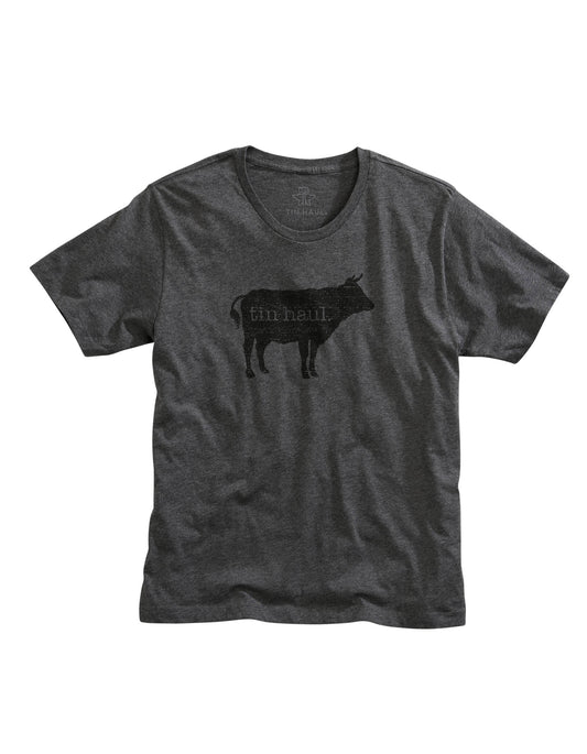 Tin Haul MENS TIN HAUL BEEF SCREEN PRINT DARK HEATHER GREY SHORT SLEEVE T-SHIRT