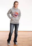 Tin Haul WOMENS TIN HAUL RETRO CIRCLE SCREEN PRINT HEATHER GREY SWEATSHIRT - Flyclothing LLC