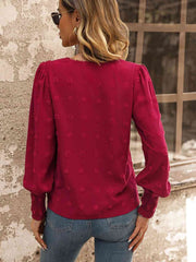 Swiss Dot Lace Detail Blouse - Flyclothing LLC