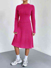 Rib-Knit Sweater and Skirt Set - Trendsi