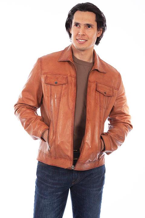 Scully COGNAC SOFT LAMB ZIP FRONT JACKET - Flyclothing LLC