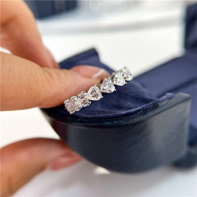 2.1 Carat 925 Sterling Silver Moissanite Heart Ring - Trendsi