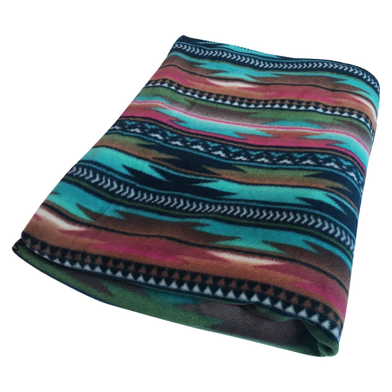 Native Serape Pattern Fleece Western Blanket - Flyclothing LLC