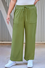 Plus Size Drawstring Straight Pants with Pockets - Flyclothing LLC