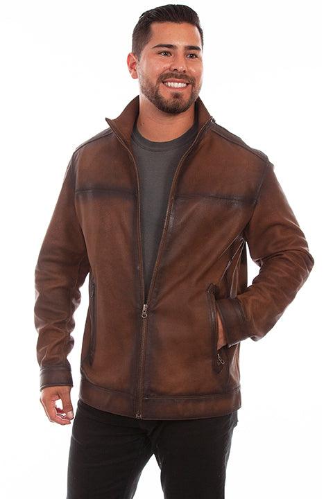 Scully Leather 100% Leather Brown Zip Front Jacket - Flyclothing LLC