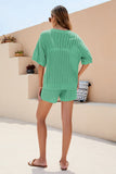 Openwork V-Neck Top and Shorts Set - Flyclothing LLC