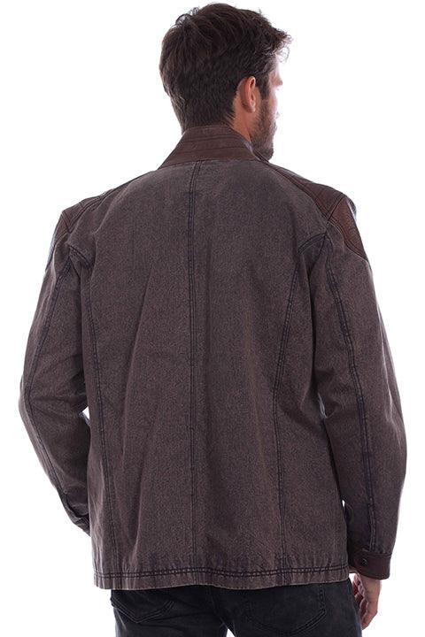 Scully Leather  Chocolate Canvas W/Leather Trim Men's Jacket W/Canvas - Flyclothing LLC