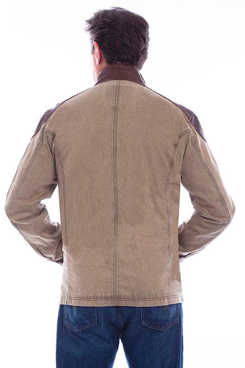 Scully Leather  Sage Clr Canvas W/Leather Trim Men's Jacket W/Canvas - Flyclothing LLC