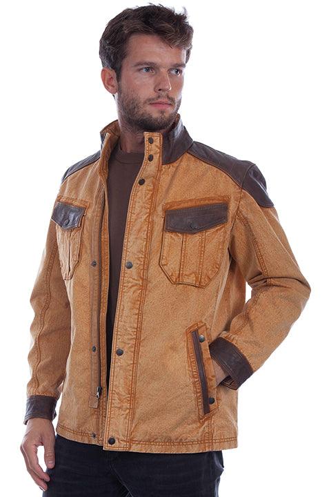 Scully Leather  Tan Men's Jacket W/Canvas - Flyclothing LLC