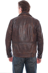 Scully Leather Leatherwear Mens Dk Brown Rugged Lamb Zip Front Jacket