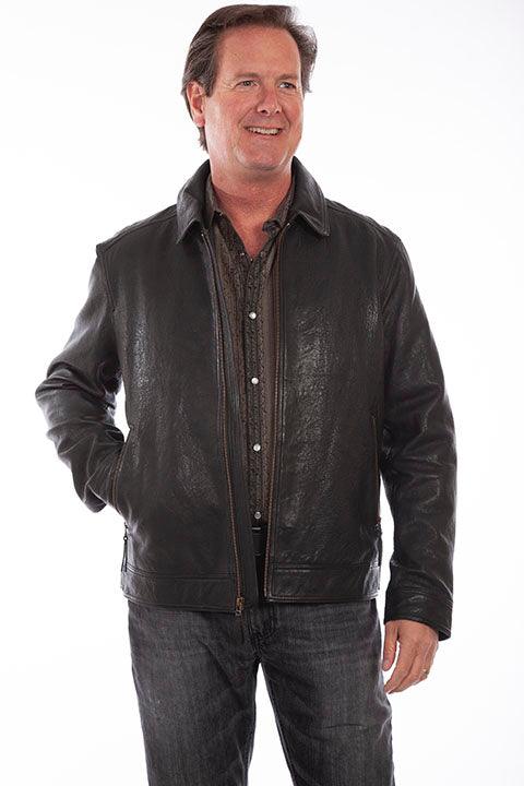 Scully Leather 100% Leather Black Rugged Lamb Zip Front Jacket - Flyclothing LLC