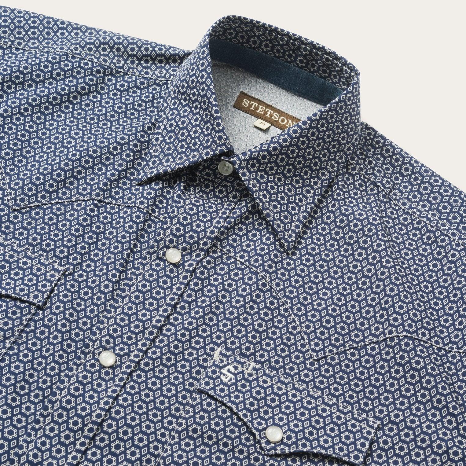 Stetson Snap Front Shirt in Deep Blue