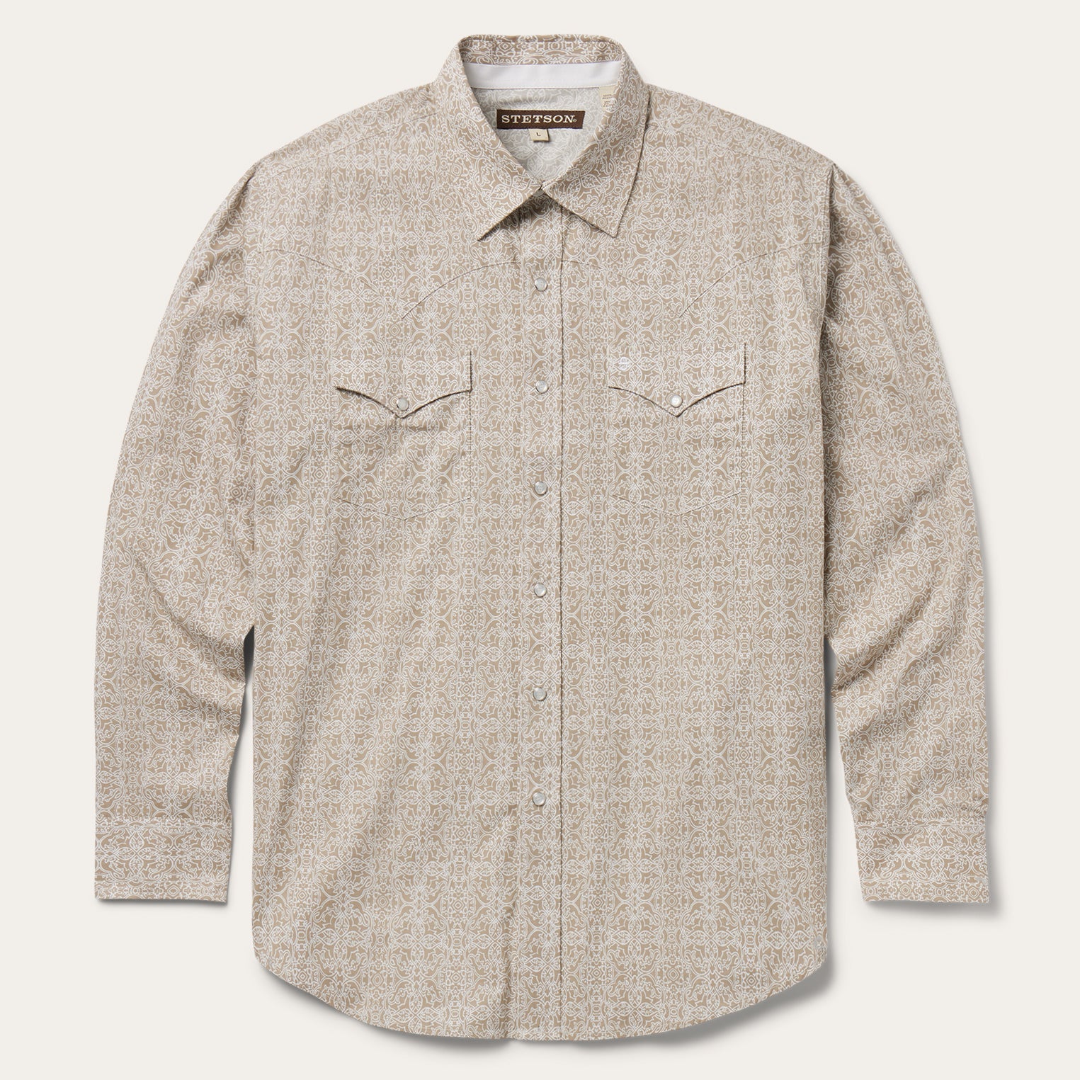 Stetson Sand Medallion Print Western Shirt