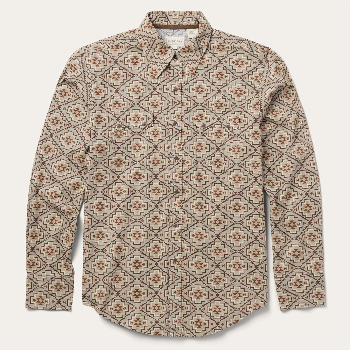 Stetson Brown Aztec Poplin Western Shirt