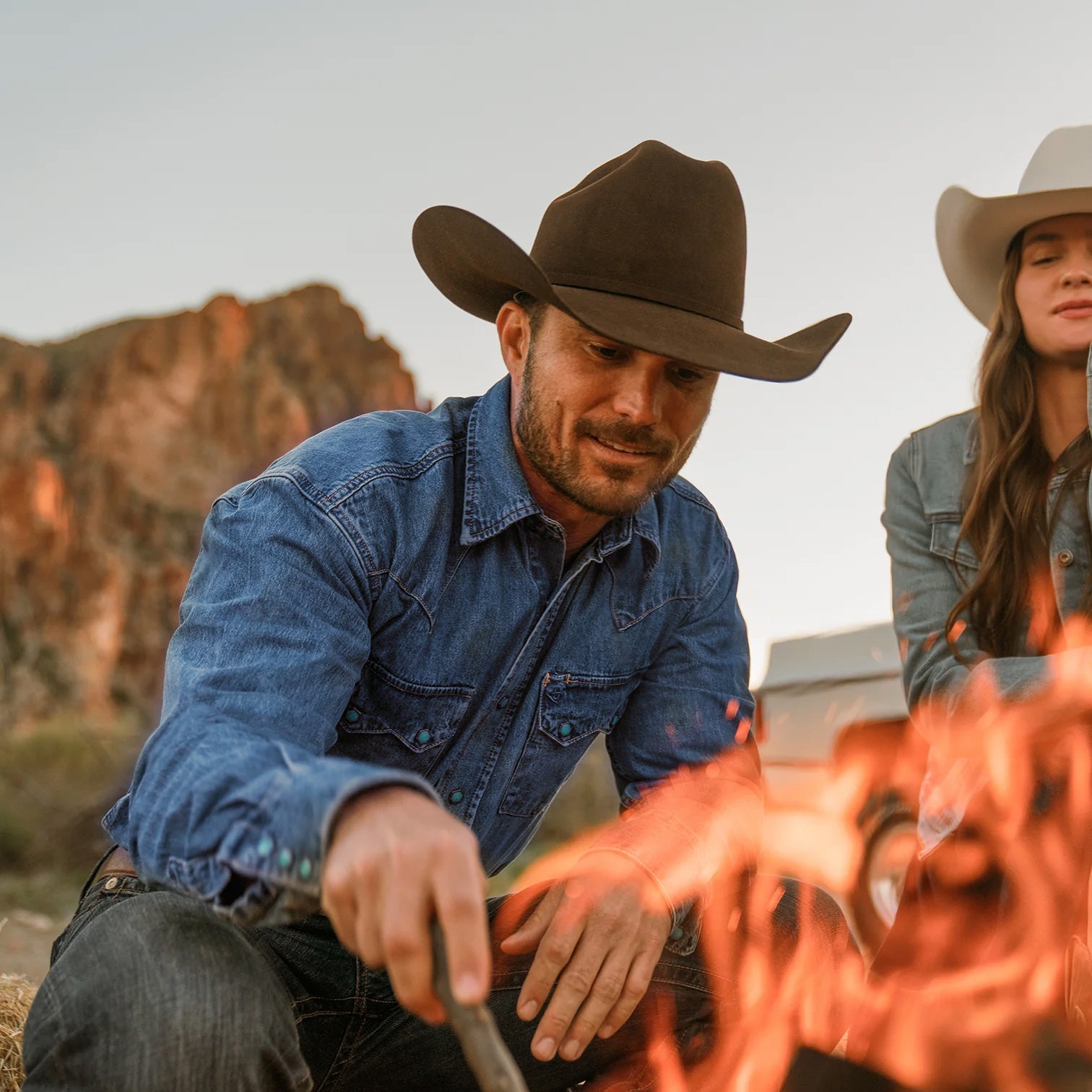 Turquoise Snap Western Denim Shirt