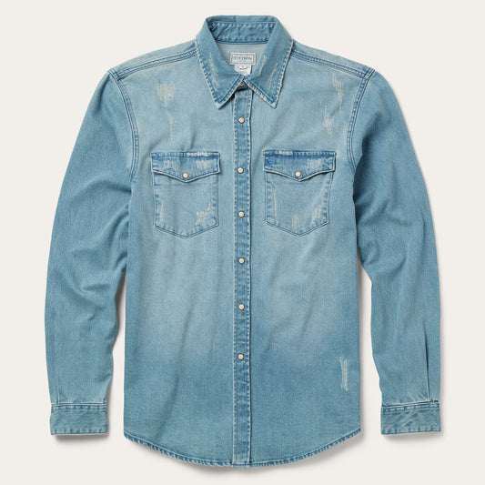 Stetson Distressed Denim Western Shirt