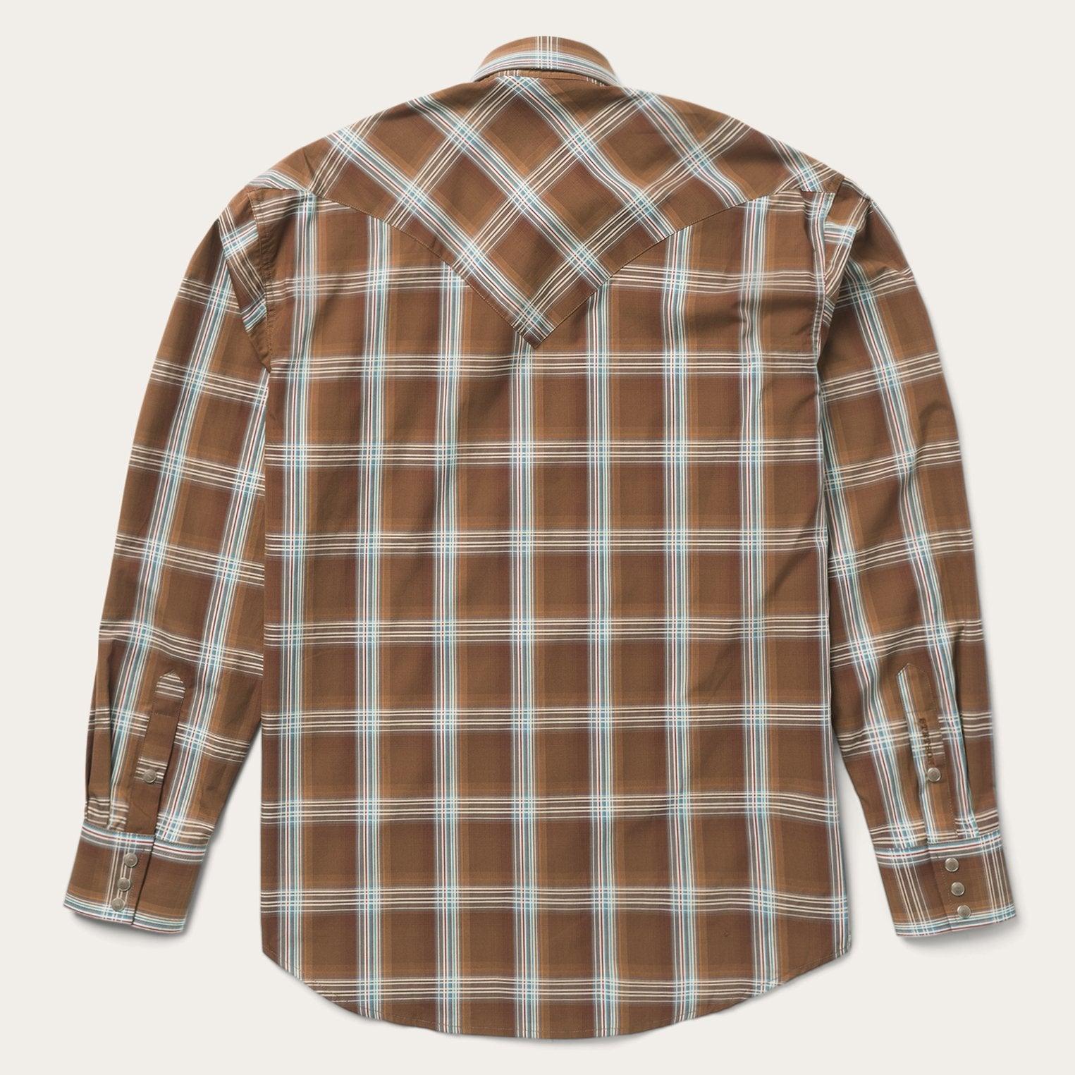 Stetson Brown Plaid Satin Stitch Shirt - Flyclothing LLC