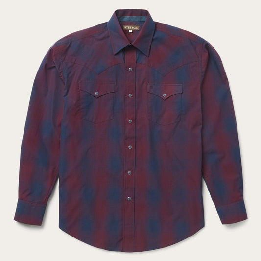 Stetson Blue Plaid Satin Stitch Shirt - Flyclothing LLC