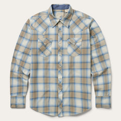 Stetson Sand Plaid Dobby Western Shirt