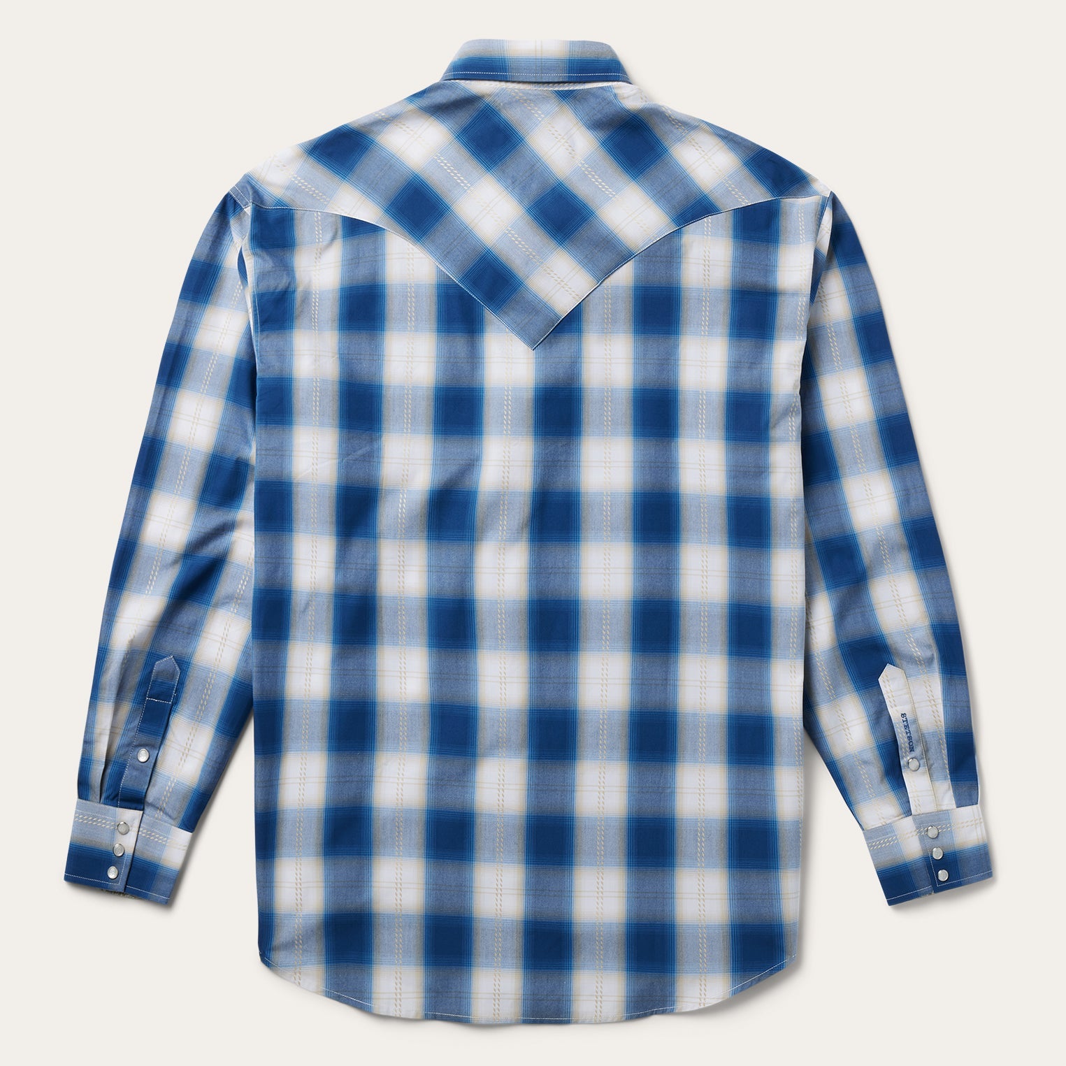 Stetson Navy Gold Ombre Plaid Western Shirt - Flyclothing LLC