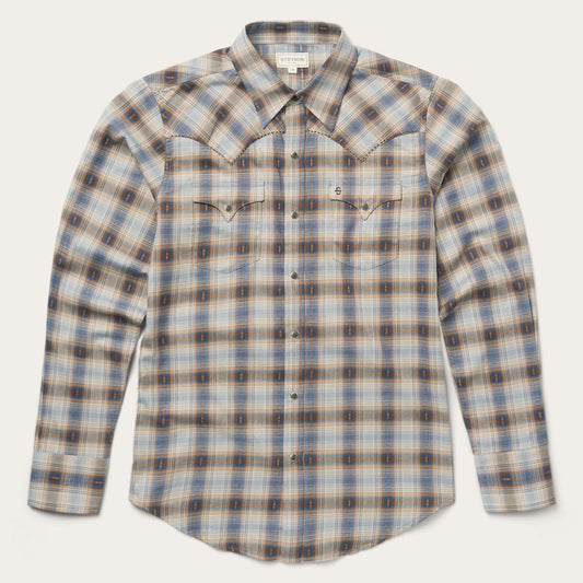 Stetson Classic Western Shirt in Brown and Blue Ombre - Flyclothing LLC