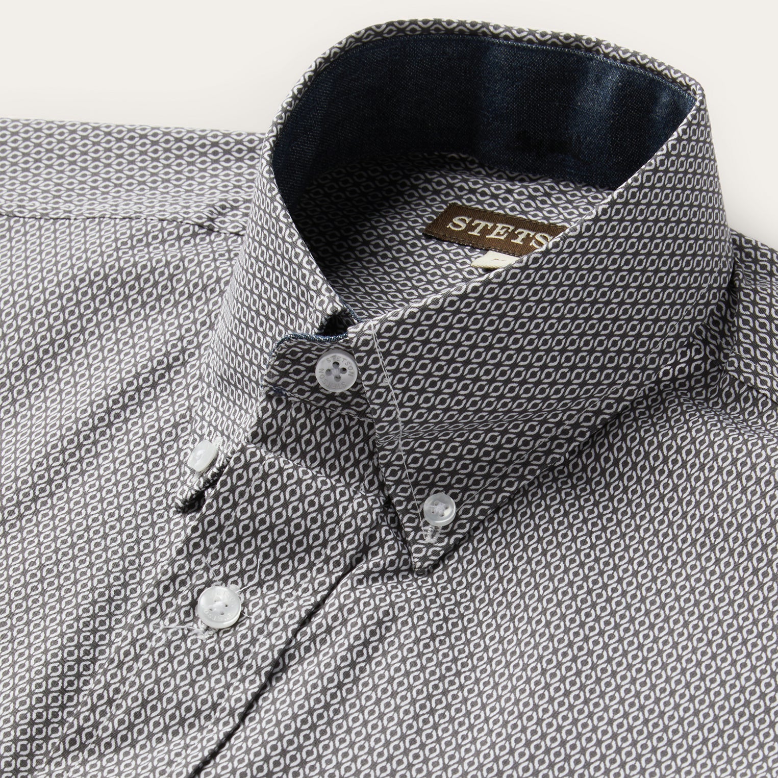 Stetson Grey Geo Print Button Front Shirt