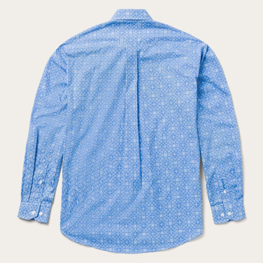 Stetson Blue Poplin Print Western Shirt - Flyclothing LLC