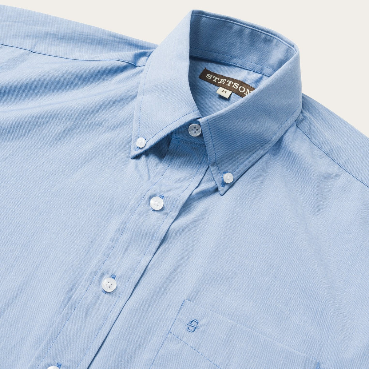 Stetson Blue Solid One-Pocket Snap-Front Shirt