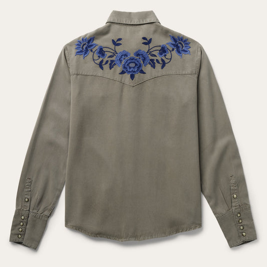 Stetson Olive Lyocell Twill Western Blouse - Flyclothing LLC