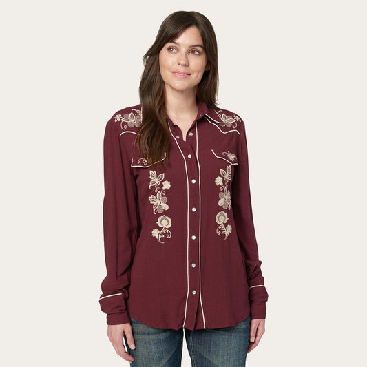 Stetson Classic Burgundy Western Snap Blouse - Flyclothing LLC