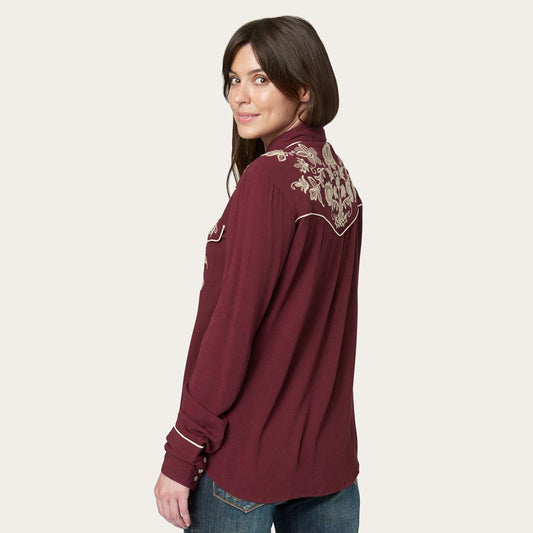 Stetson Classic Burgundy Western Snap Blouse - Flyclothing LLC