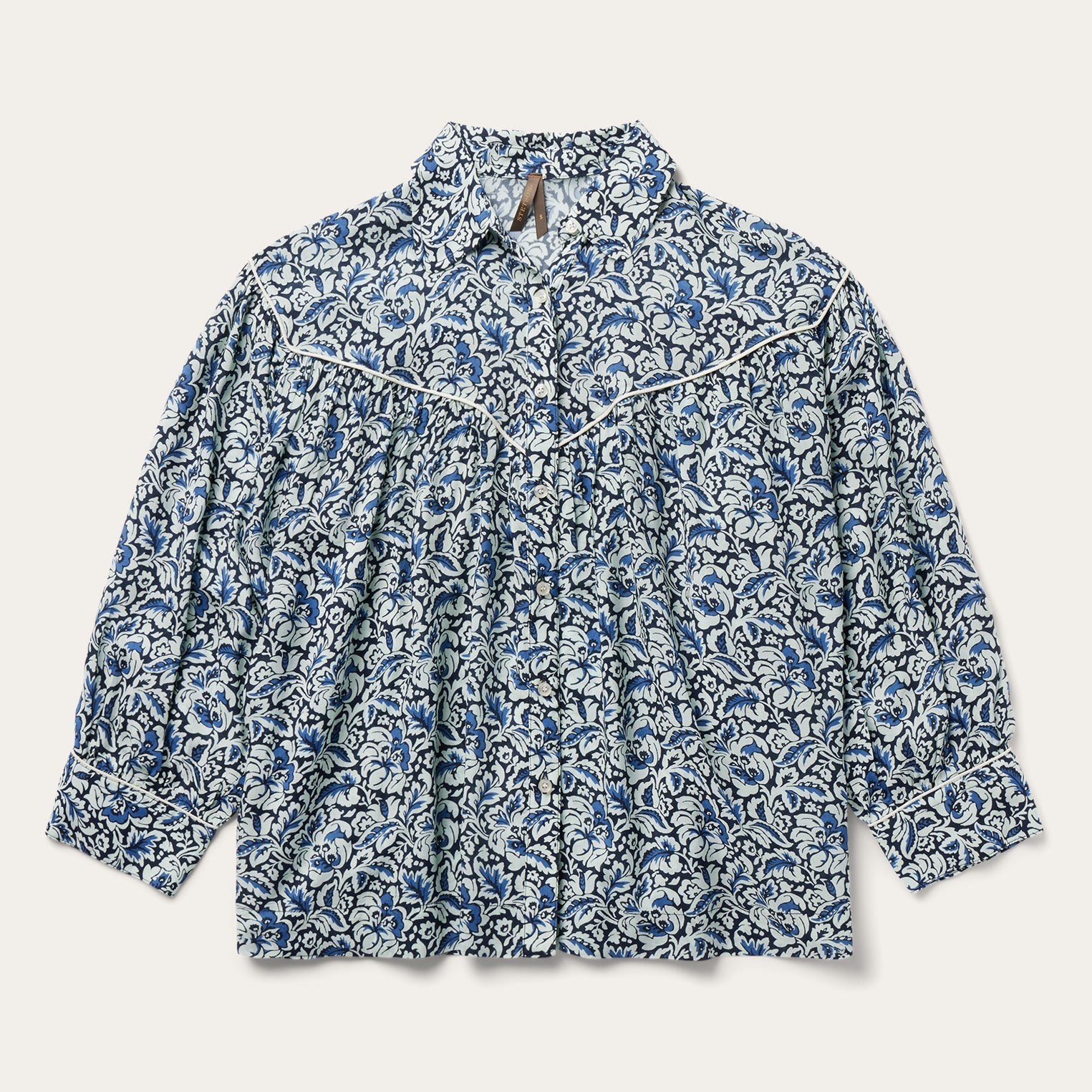 Stetson Indigo Tapestry Print Blouse