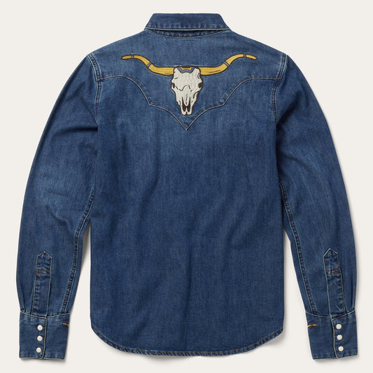 Stetson Embroidered Dark Denim Western Shirt - Flyclothing LLC