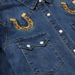 Stetson Embroidered Dark Denim Western Shirt - Flyclothing LLC