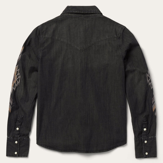 Stetson Embroidered Black Denim Shirt - Flyclothing LLC