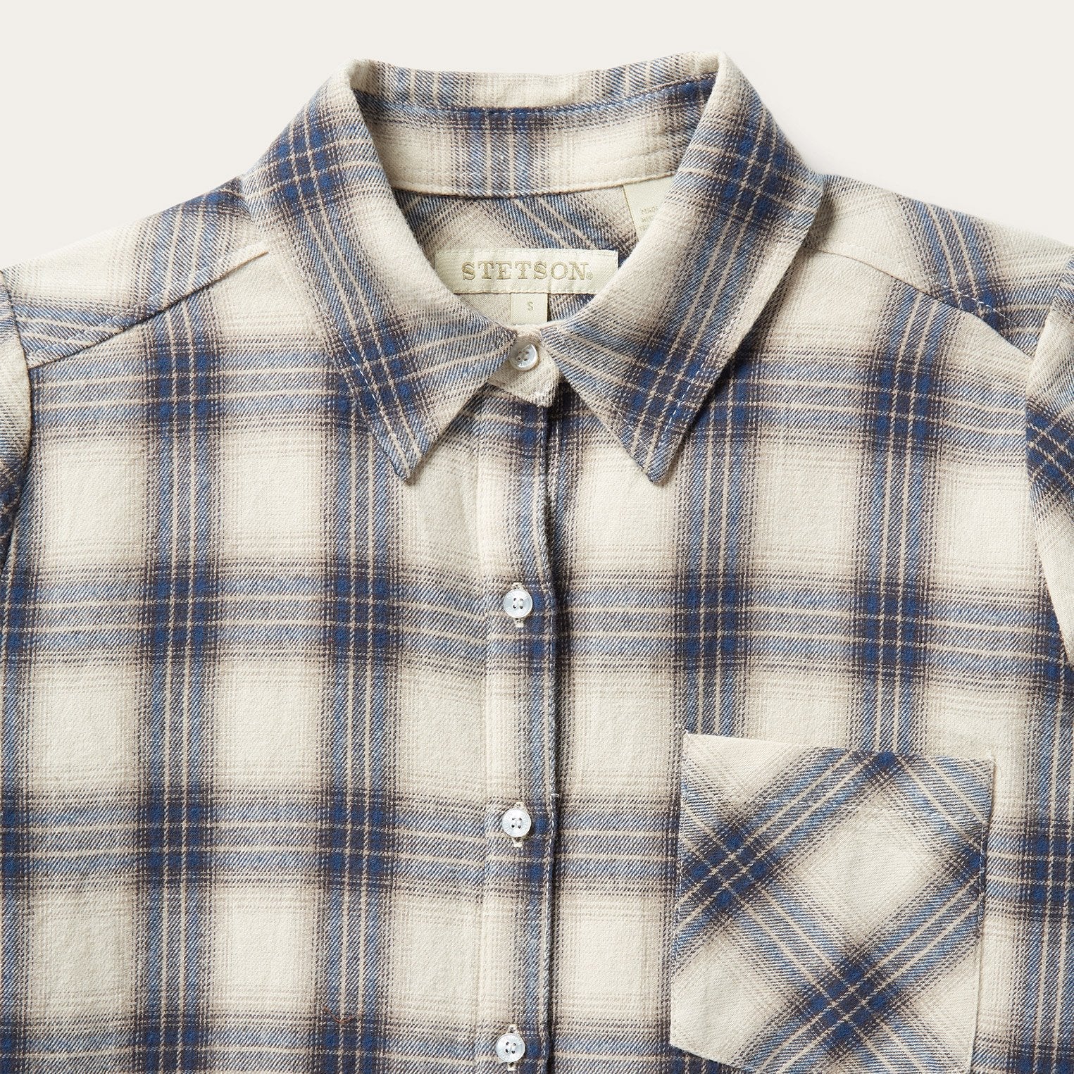 Stetson Classic Western Flannel Shirt in White Cream