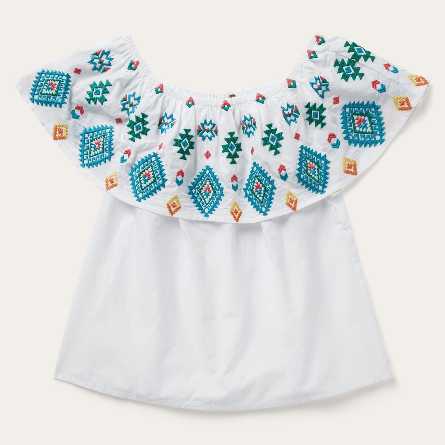 Stetson Bright Schiffli Embroidered White Cotton Lawn Top