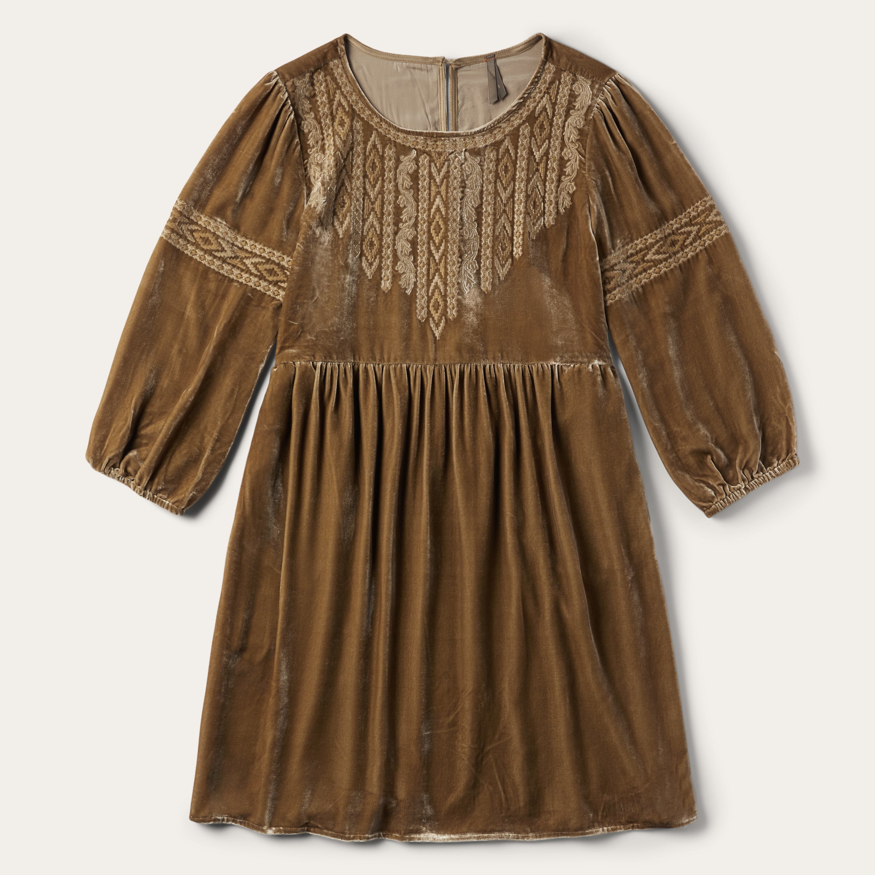 Stetson Khaki Velvet Babydoll Dress