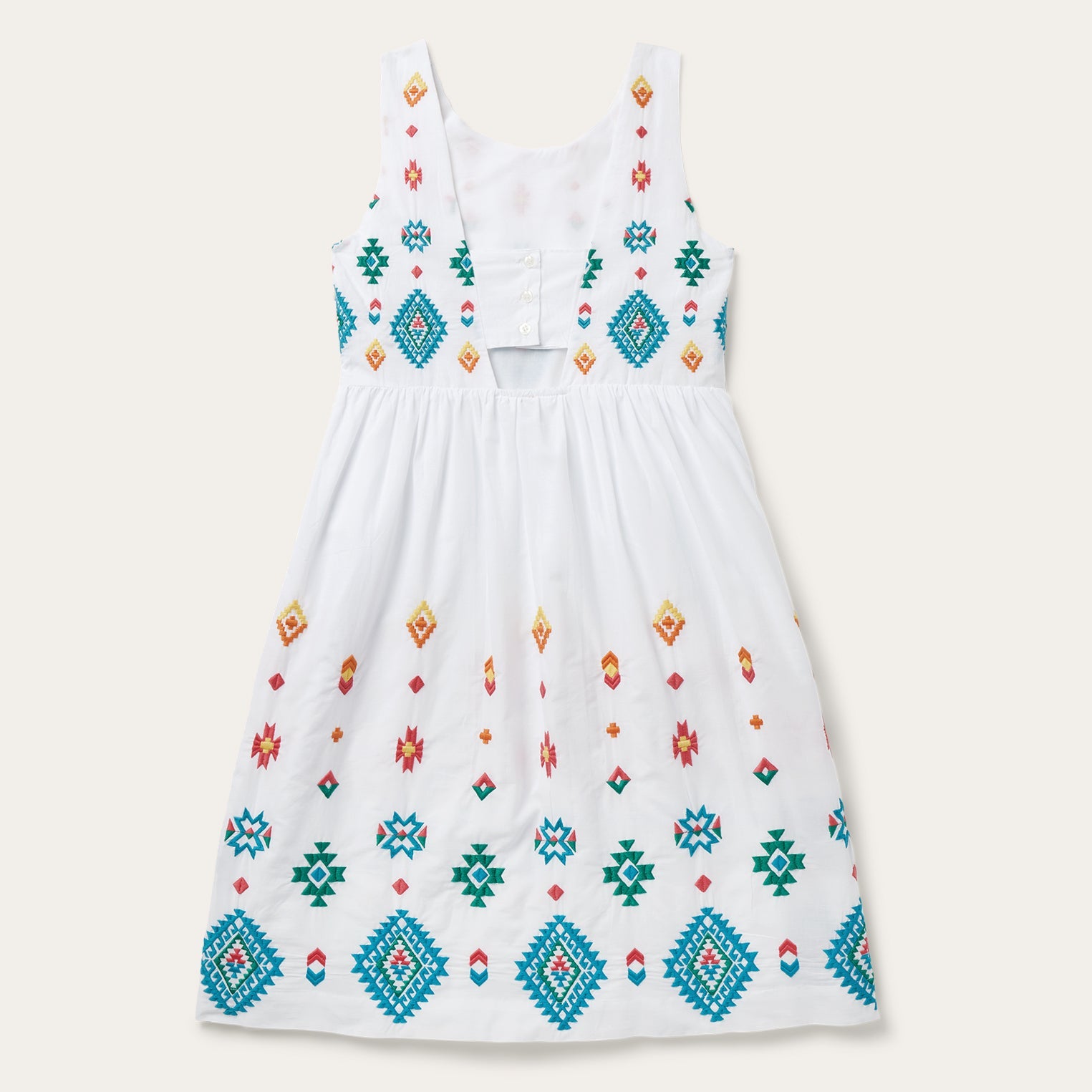 Stetson Bright Schiffli Embroidered White Cotton Lawn Dress - Flyclothing LLC